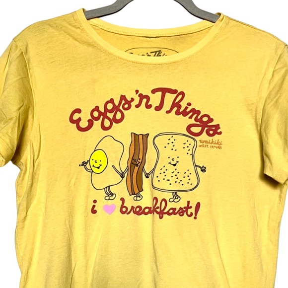 Eggs 'n Things Hawaii I love breakfast cute foodie yellow graphic tee Size XL - Picture 1 of 9
